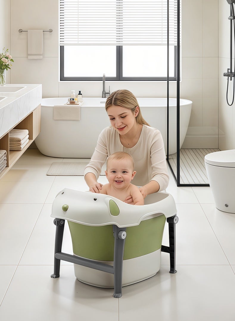 Foldable Baby Bathtub with Anti-Slip Safety | 360° Warm Keeping Toddler Bath Tub for 0-36 Months - Image 1